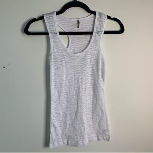 Hearts and Hips White Sheer Zebra Print Ribbed Tank Top Size Large